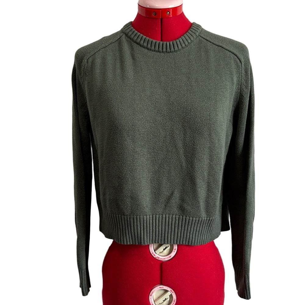 OAK + FORT Dark Green Crew Neck Sweater XS266